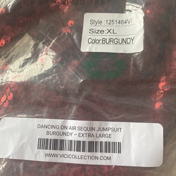 Burgundy Sequin Jumpsuit - Picture 6 of 6